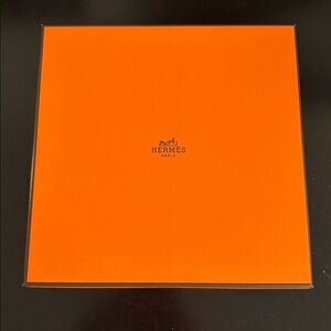 Hermes box with ribbon, receipt envelope and shipping box
